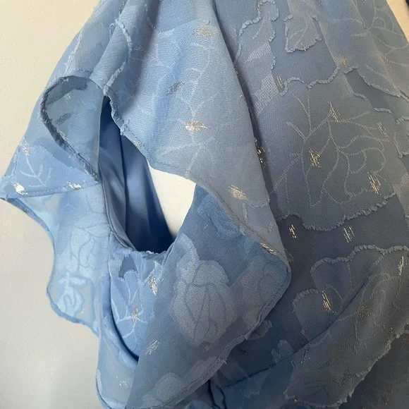 Jessica Howard Blue with Silver accents Flutter Sleeve Dress w/pockets - Picture 2 of 5